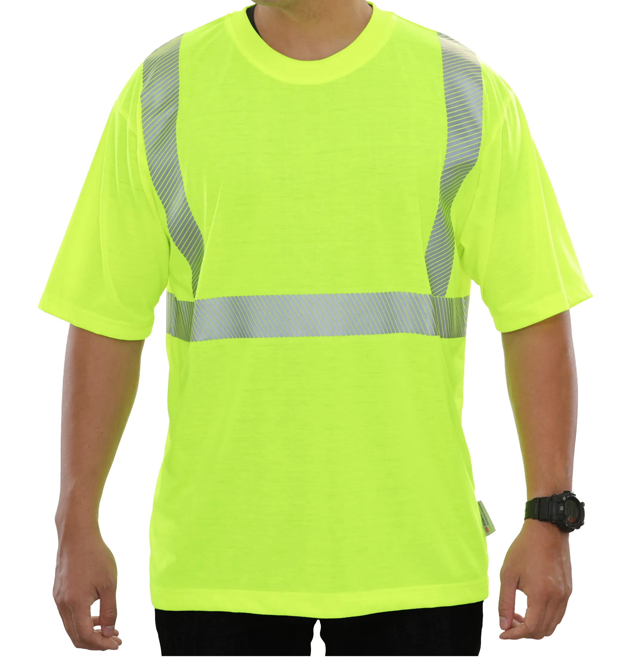 101CTLM Hi-Vis Lime Jersey Knit High Visibility Tee with 3M™ Scotchlite™ Comfort Trim