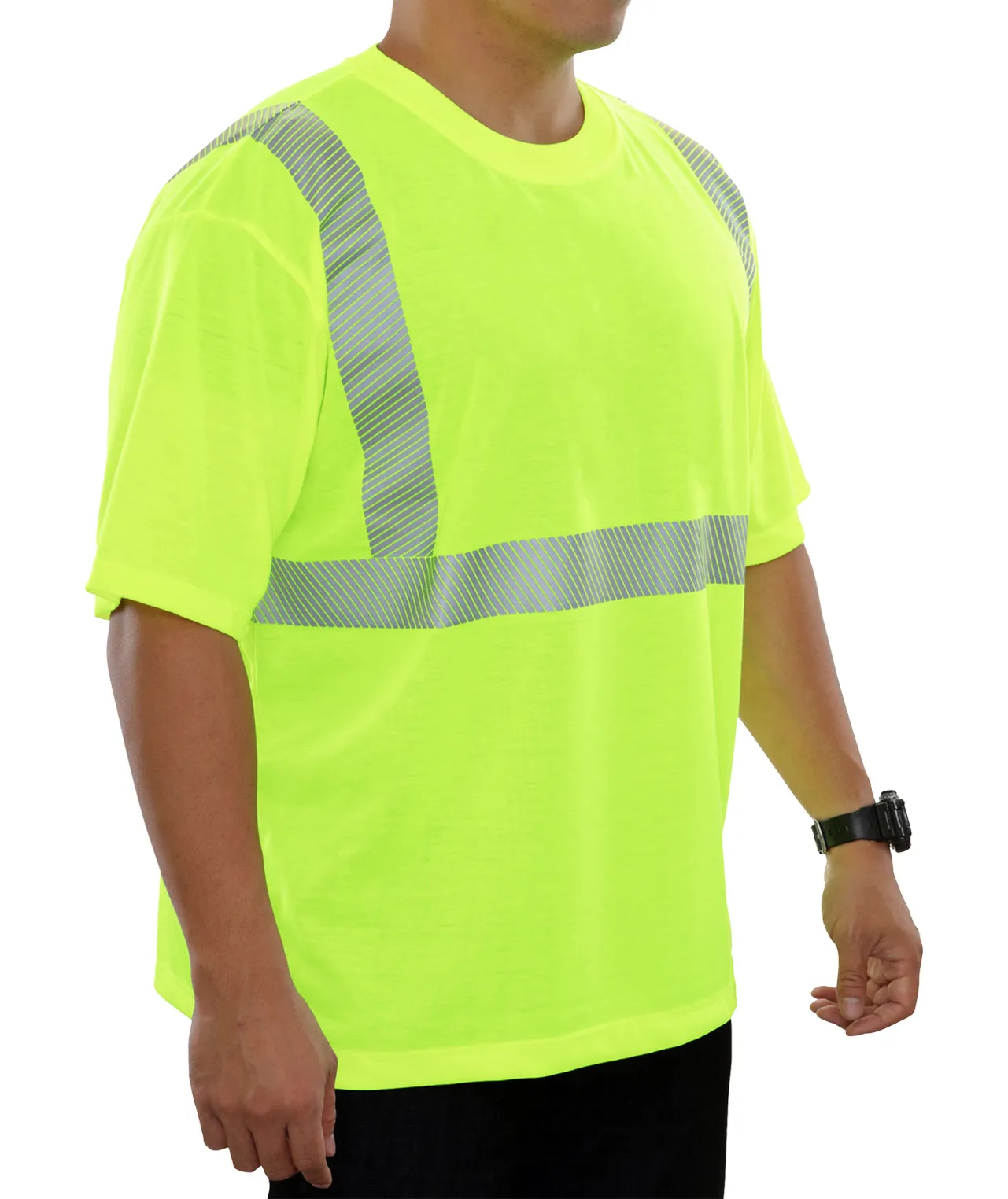 101CTLM Hi-Vis Lime Jersey Knit High Visibility Tee with 3M™ Scotchlite™ Comfort Trim