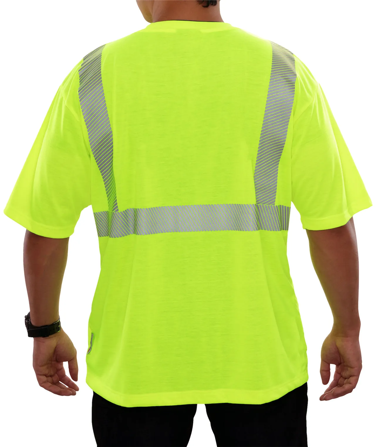 101CTLM Hi-Vis Lime Jersey Knit High Visibility Tee with 3M™ Scotchlite™ Comfort Trim