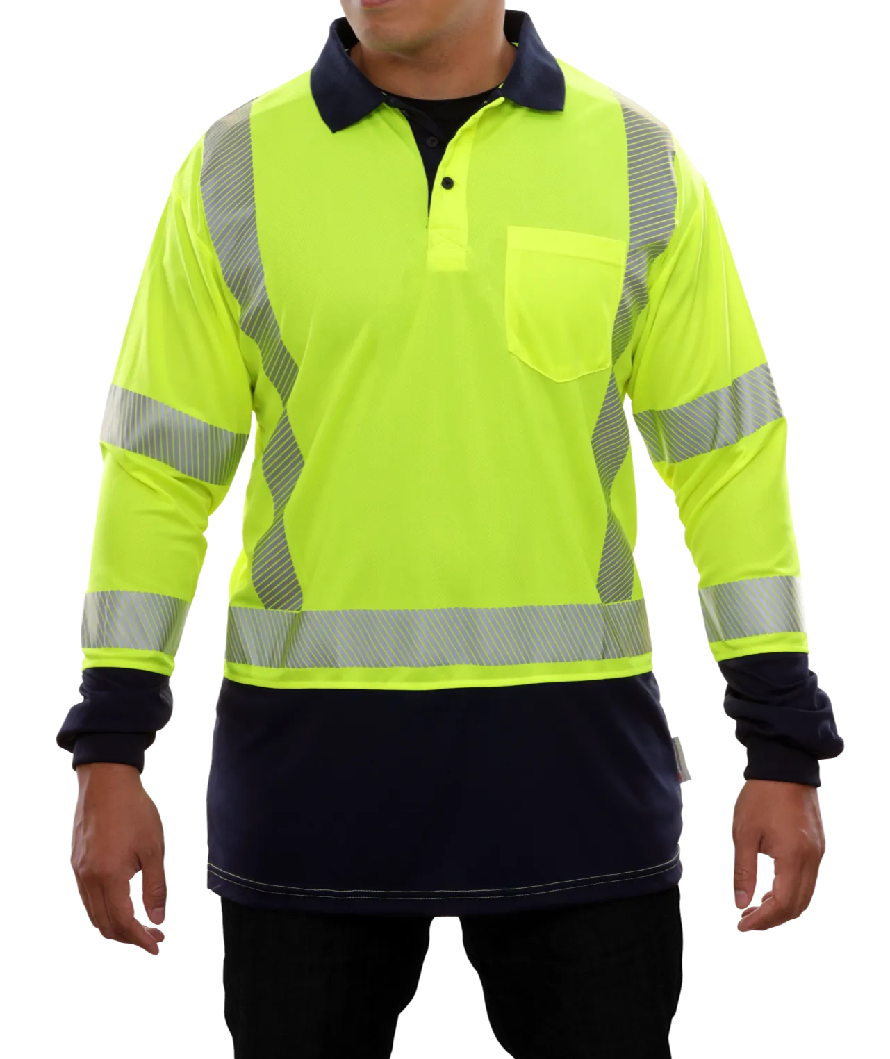 316CTLN Hi-Vis Two-Tone Long Sleeve Pocketed Safety High Visibility Polo Shirt