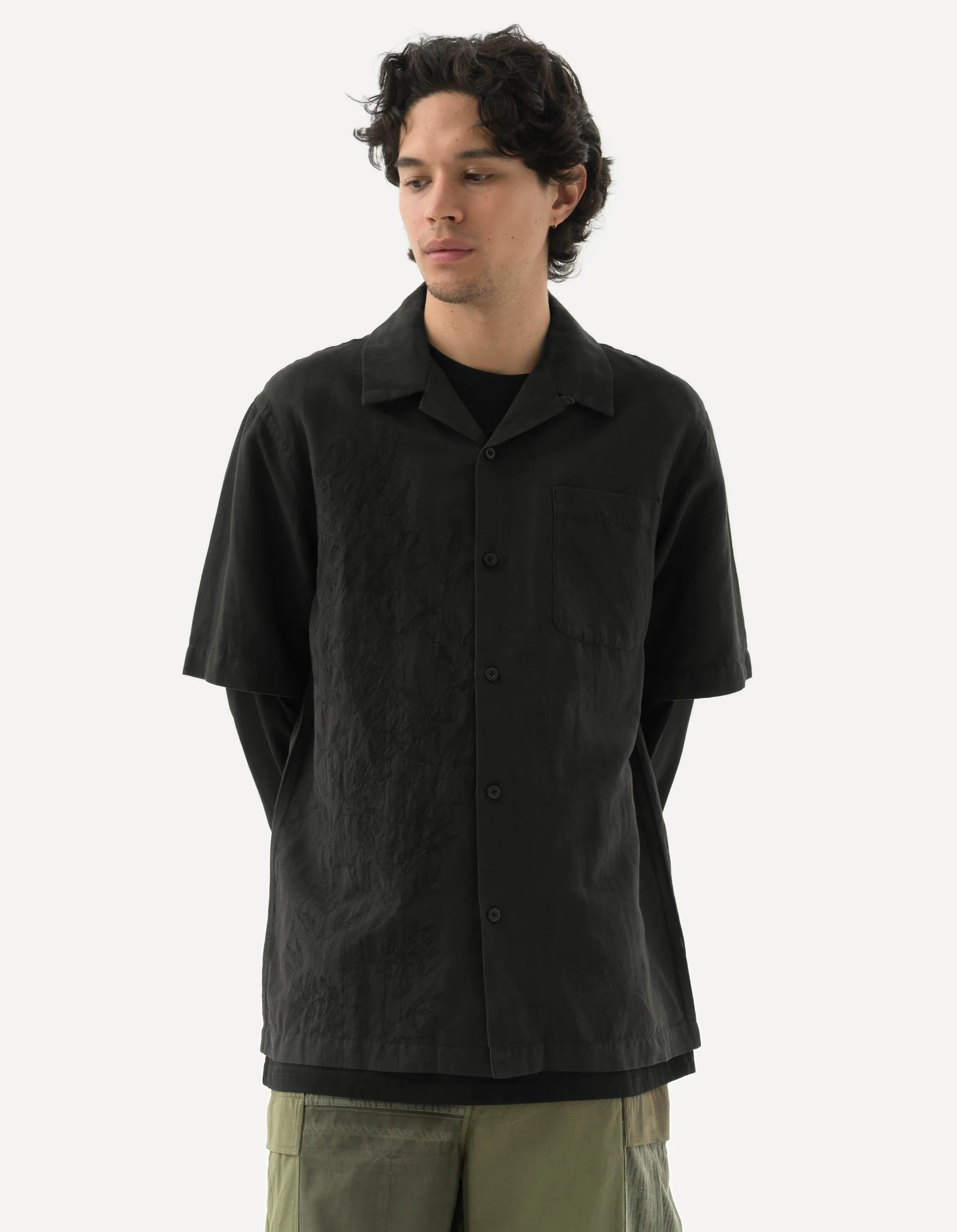 5078 Dragon Bamboo Hemp Shirt Black