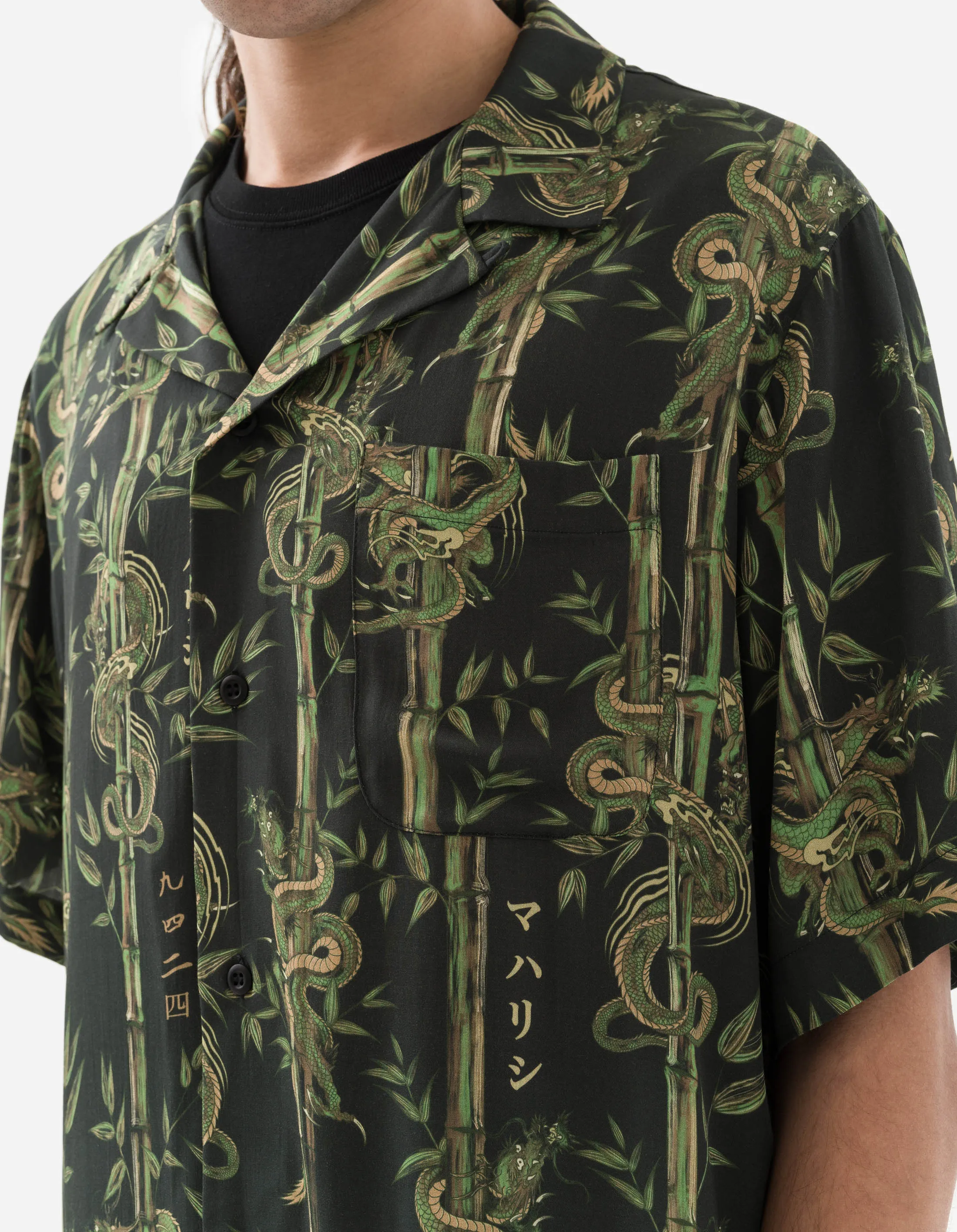 5122 Dragon Bamboo Camp Collar Shirt Black