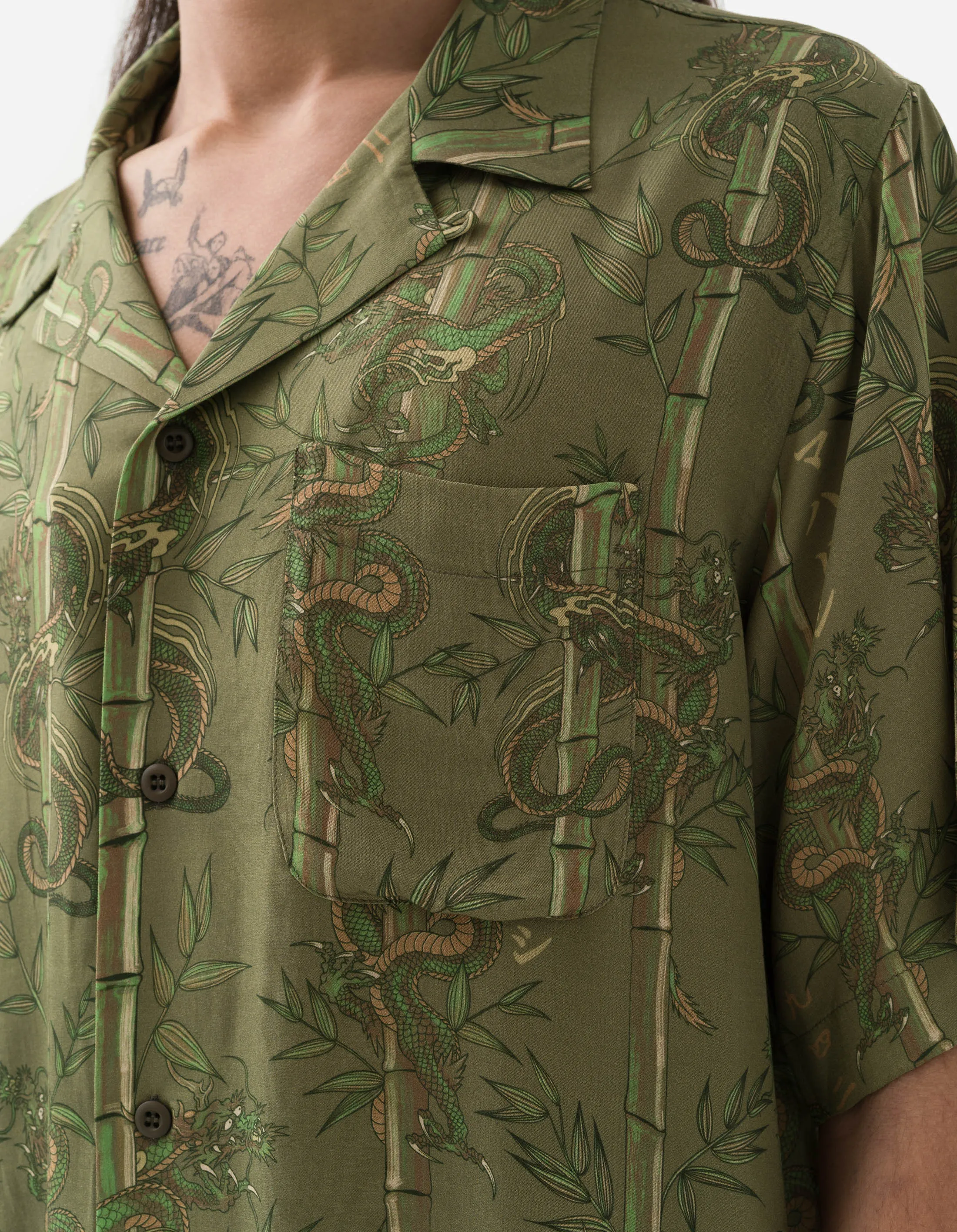 5122 Dragon Bamboo Camp Collar Shirt Olive