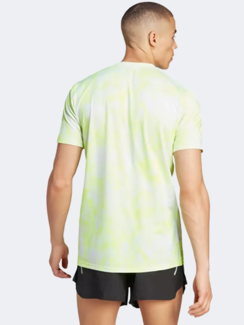 Adidas Own The Run Men Running T-Shirt White/Lucid Lemon