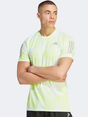 Adidas Own The Run Men Running T-Shirt White/Lucid Lemon