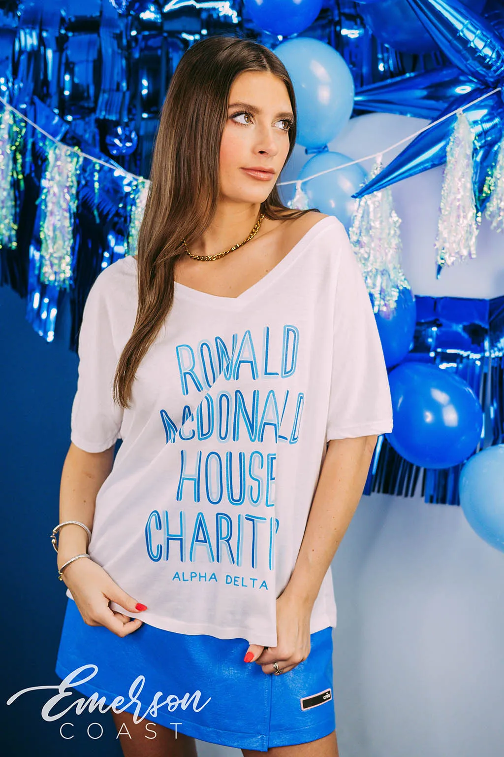 Alpha Delta Pi Philanthropy RMHC Slouchy V Neck Tee