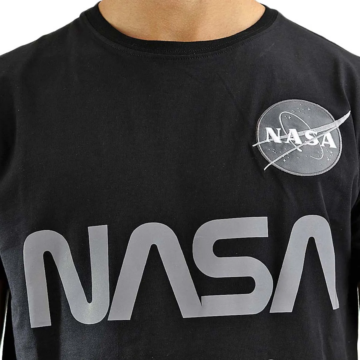 Alpha Industries Inc NASA Reflective T-Shirt 178501-03 - schwarz-silber reflektierend