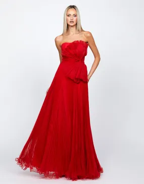 AMAIA PLEATED STRAPLESS BALL GOWN B69D33L