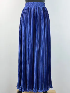 American Apparel Blue Satin Accordian Pleat Midi Skirt - AU6-8