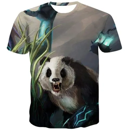 Animal T-shirt Men Panda Tshirts Casual Lovely Tshirts Cool Graffiti Tshirt Printed