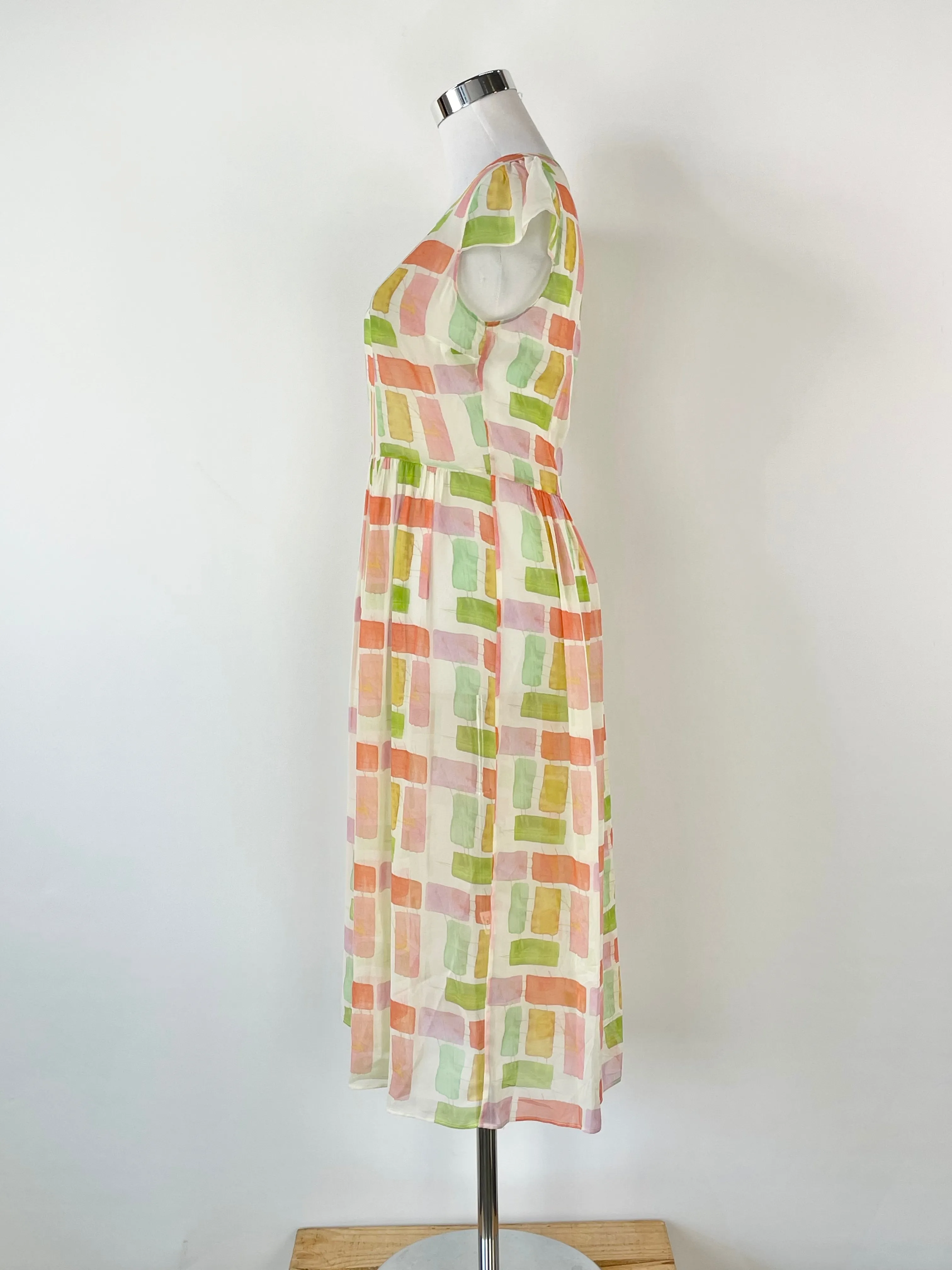 Anna Thomas Geometric Print Sheer Silk Dress with Slip - AU6