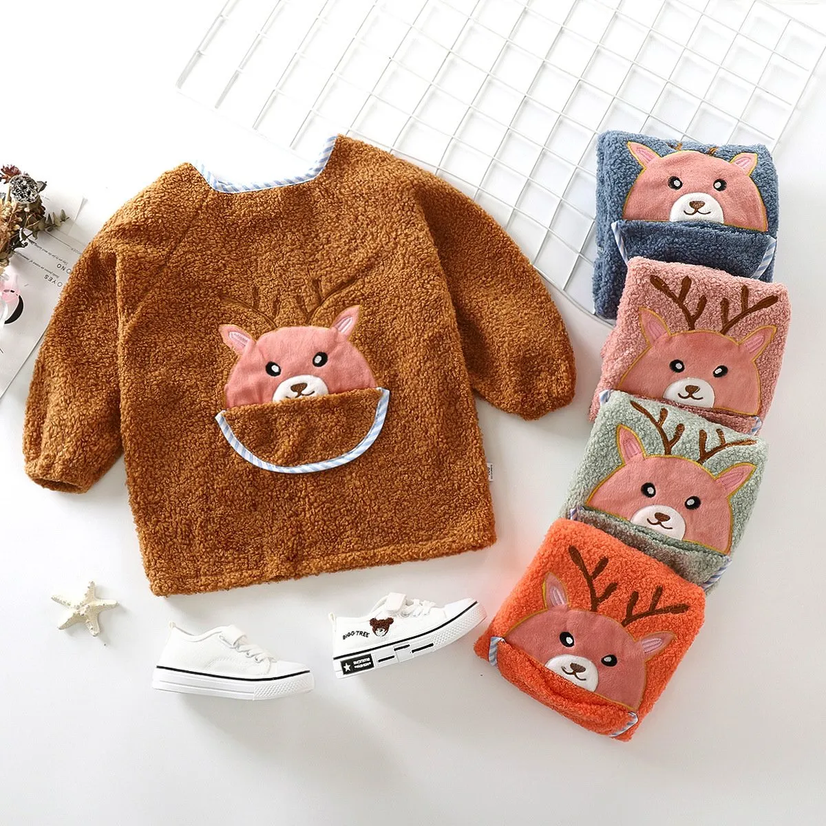 Autumn and winter waterproof teddy velvet overcoat baby anti-wear cute outer coat