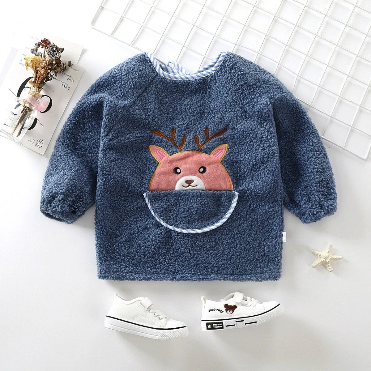 Autumn and winter waterproof teddy velvet overcoat baby anti-wear cute outer coat