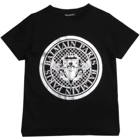 Balmain Kids Black Logo Printed T-Shirt