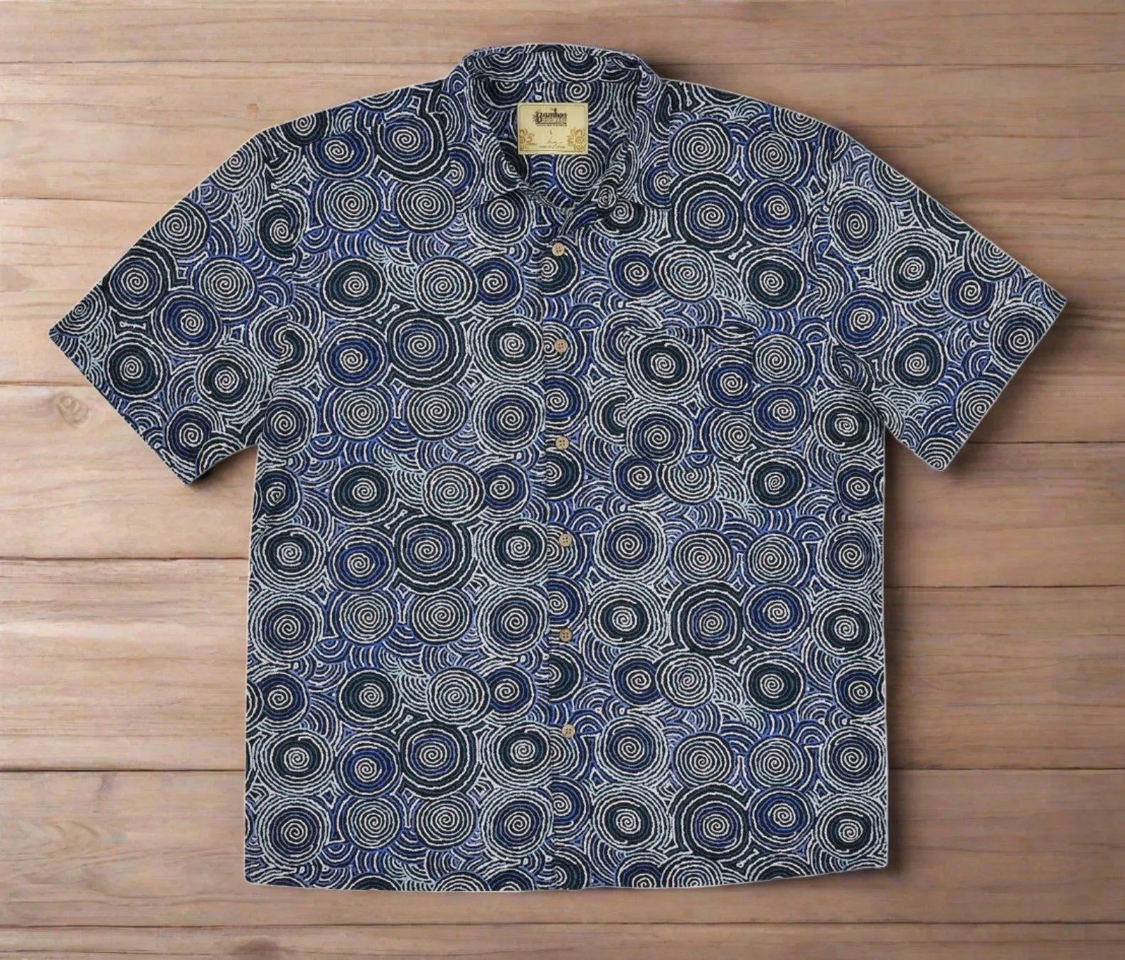 Bamboo Men's Shirt Aboriginal Art Mina Mina Dreaming