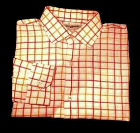 Banana Republic Orange Check Dress/ Fashion Shirt- size L (16-16.5)