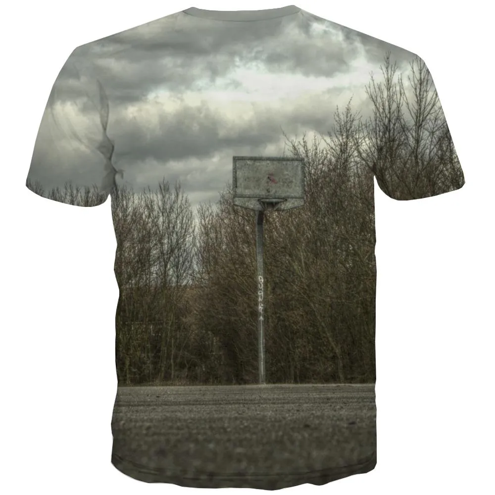 Basketball T shirts Men Night View T-shirts Graphic Galaxy T shirts Funny City Shirt Print