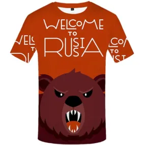 Bear T-shirt Men Angry Tshirts Novelty Russia Tshirt Anime Short Sleeve