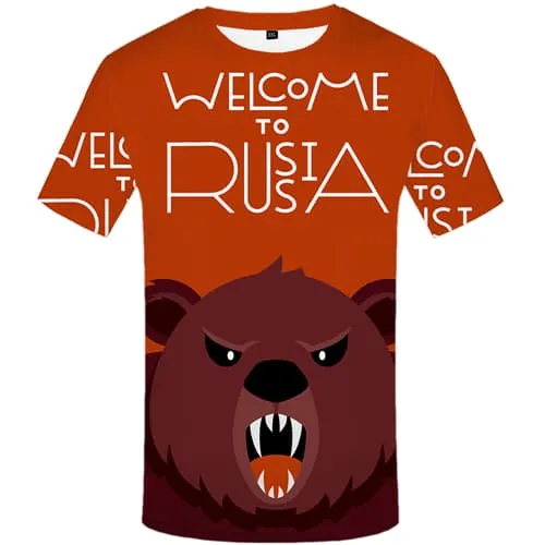 Bear T-shirt Men Angry Tshirts Novelty Russia Tshirt Anime Short Sleeve