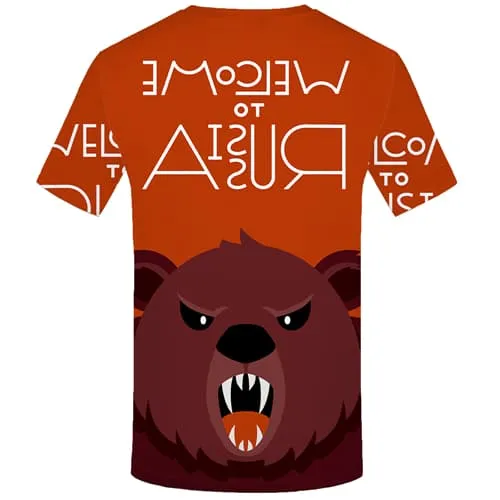 Bear T-shirt Men Angry Tshirts Novelty Russia Tshirt Anime Short Sleeve