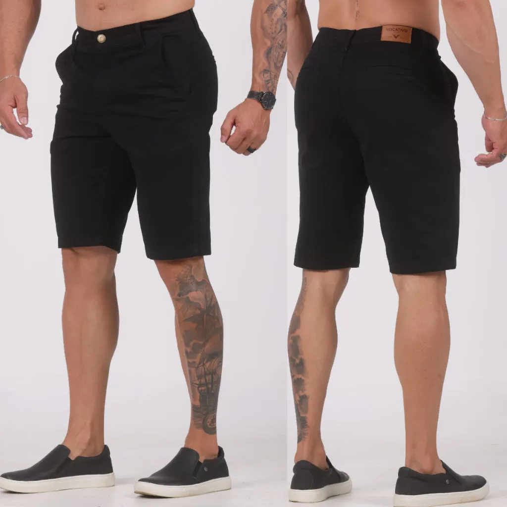 Bermuda Jeans Masculina Sarja Esporte Fino Com Lycra Elastano