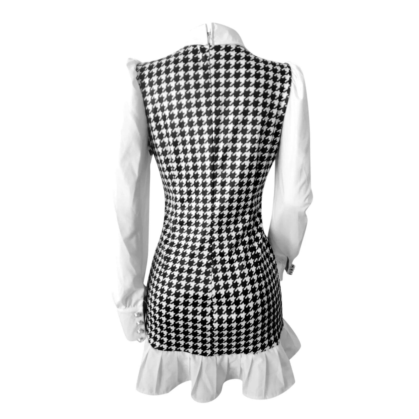 BerriesJam - 2024 Turn-down Collar A-Line Patchwork Shirt Plaid Mini Dress