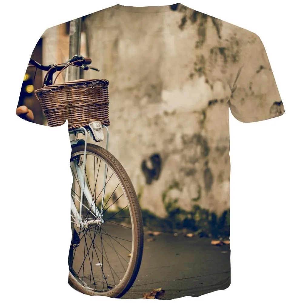 Bicycle T-shirt Men Metal Tshirts Novelty City Tshirt Anime Psychedelic T shirts Funny