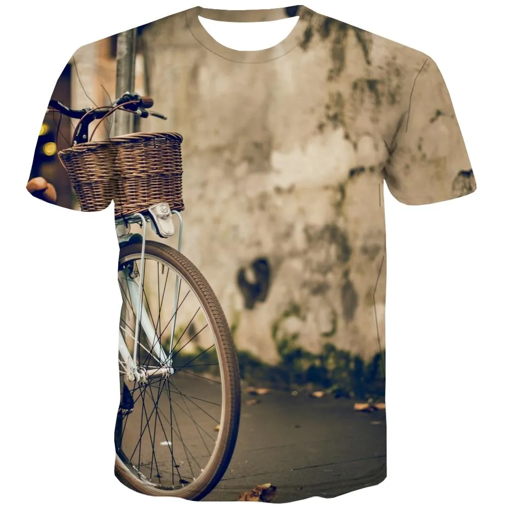 Bicycle T-shirt Men Metal Tshirts Novelty City Tshirt Anime Psychedelic T shirts Funny