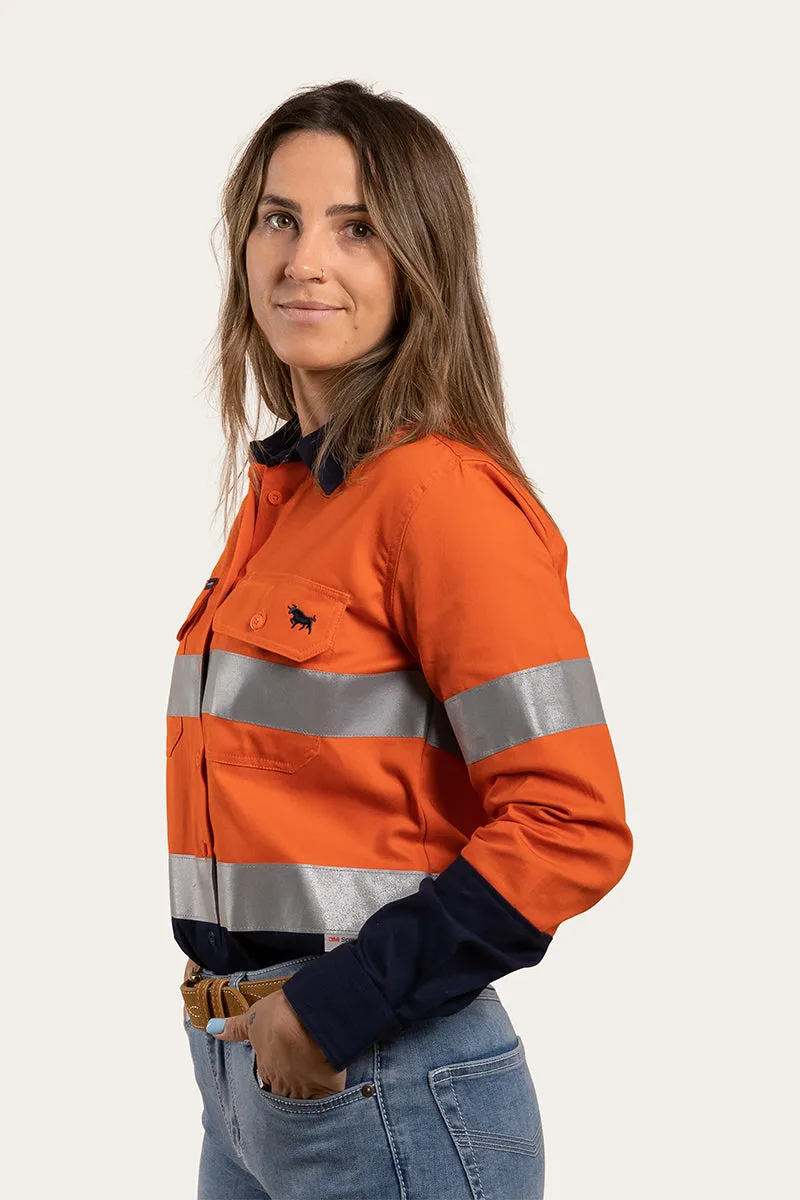 Bindara Womens Full Button High Vis Work Shirt - Neon Orange