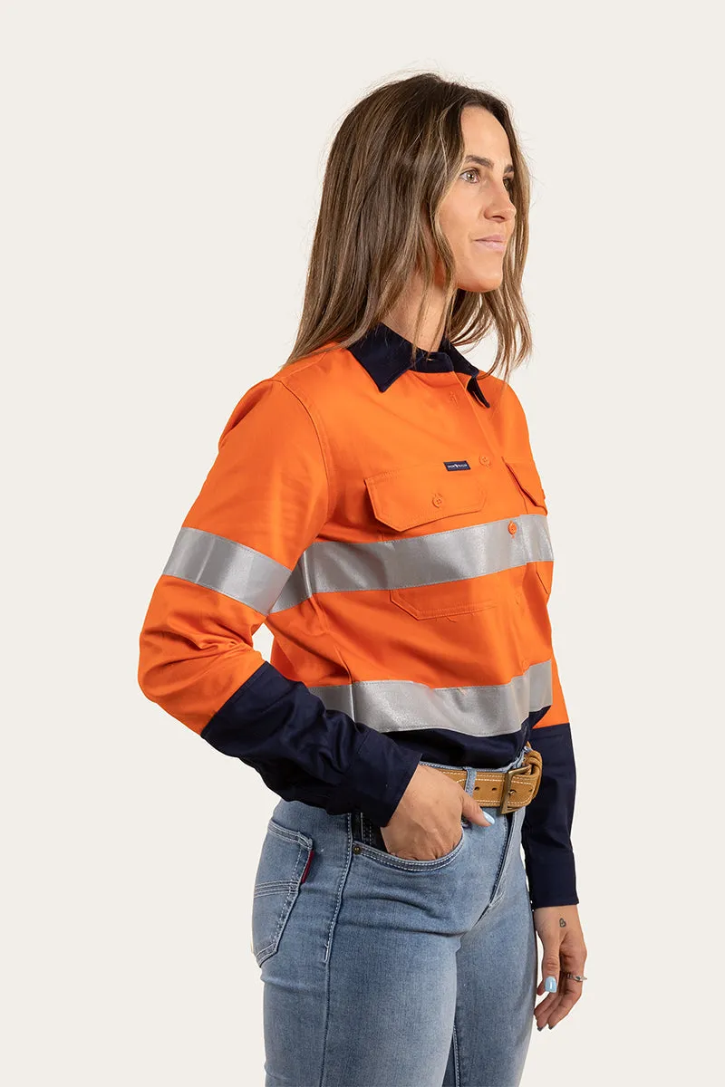 Bindara Womens Full Button High Vis Work Shirt - Neon Orange