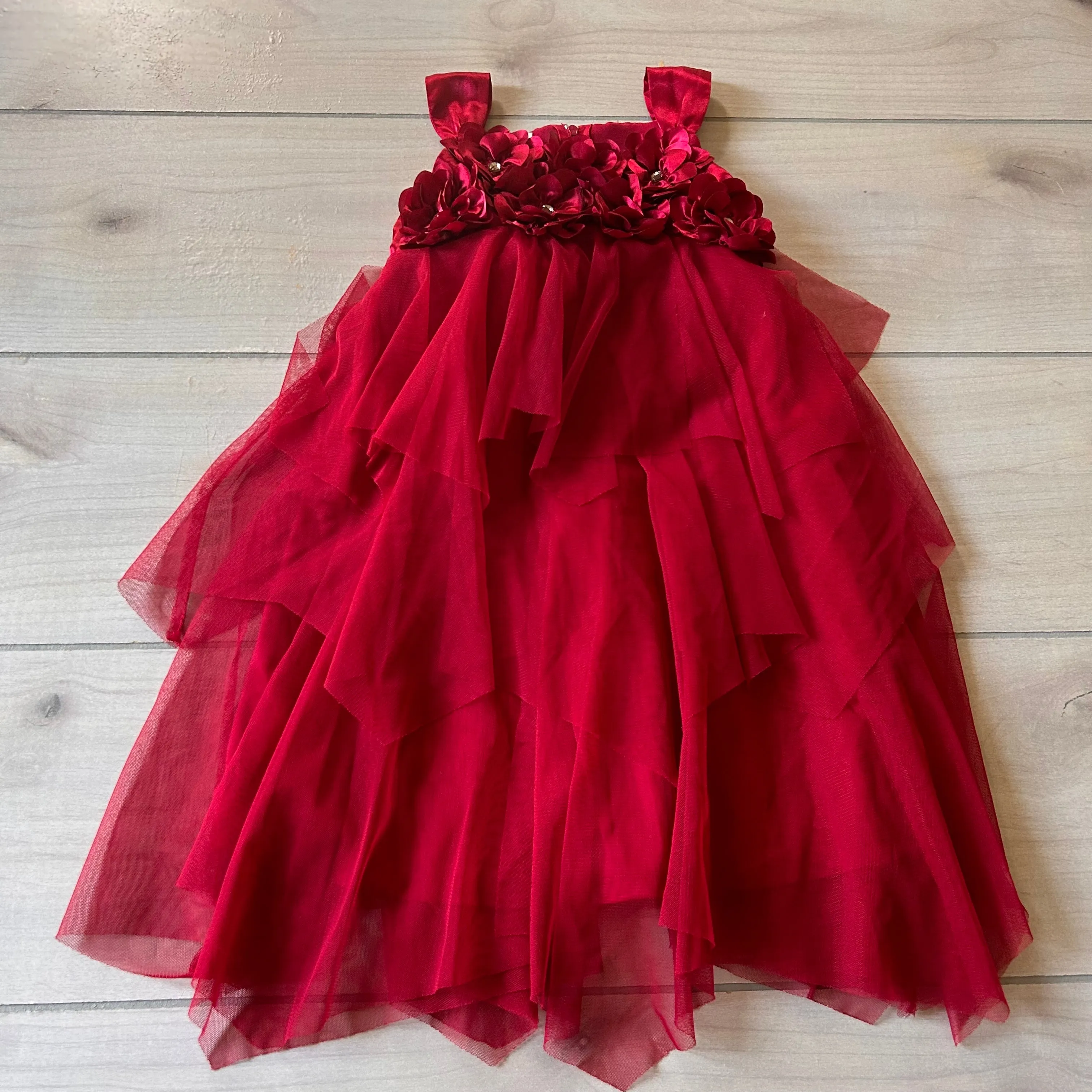 Biscotti Red Tulle Floral Dress