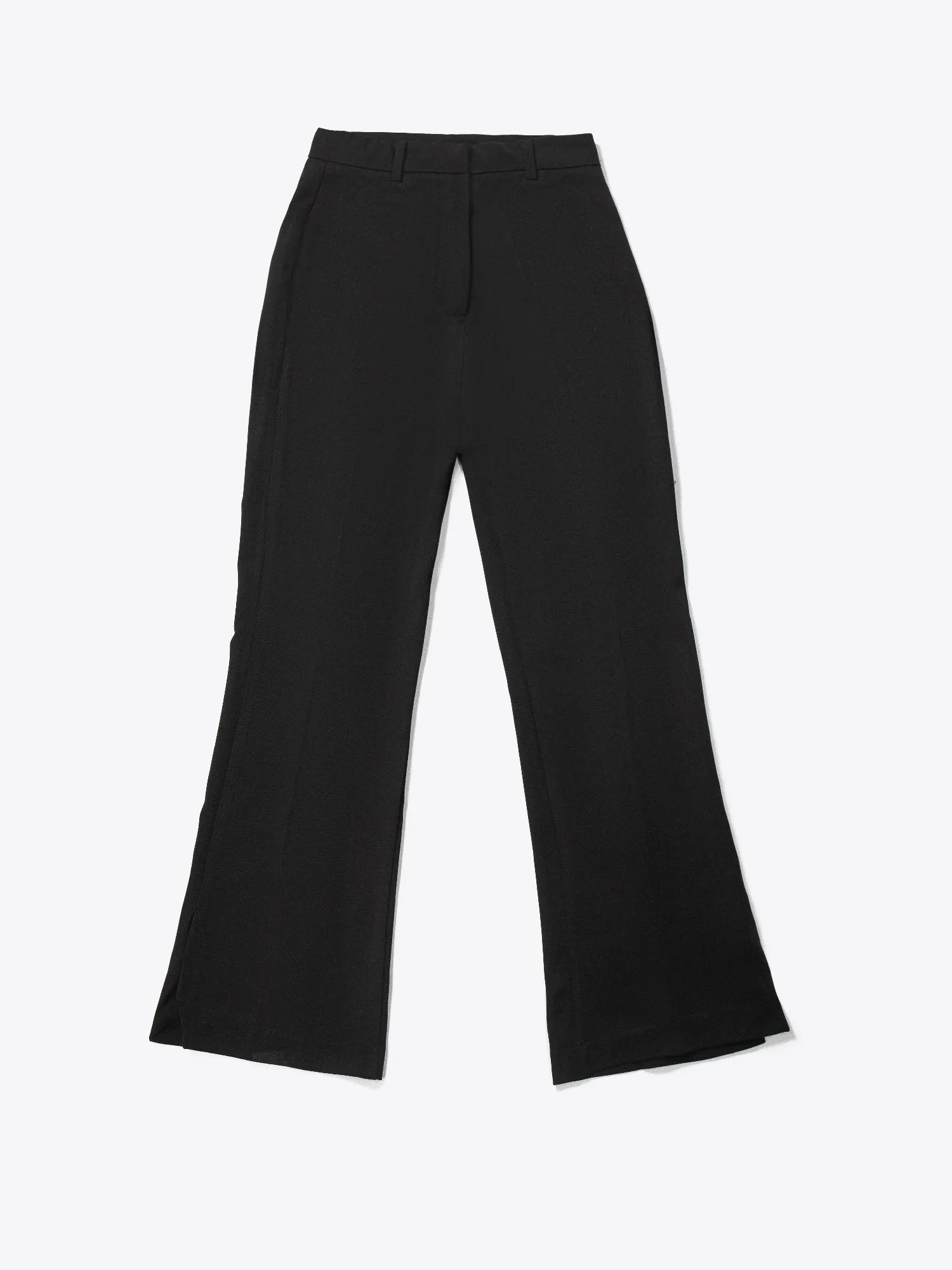 Black Flared Side Slit Pants