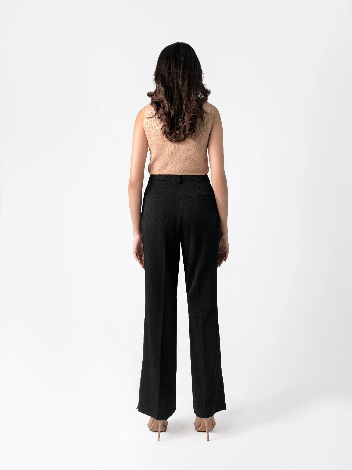 Black Flared Side Slit Pants