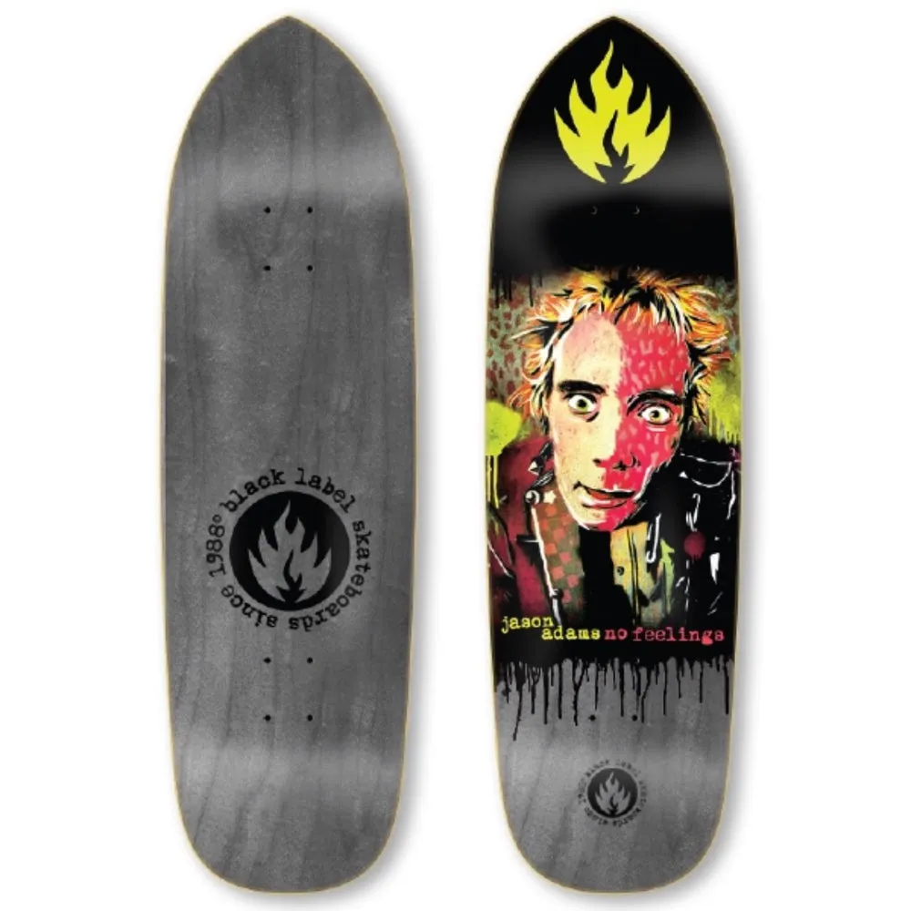 Black Label Skateboards Jason Adams No Feelings Punk Point Skateboard Deck - 9.5 (Grey Stain)