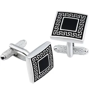 Black Patterned Enamel Cufflinks