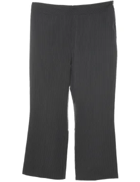 Black Pinstriped Cropped Trousers - W36 L38