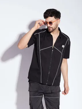 Black Reflective Piping Shirt