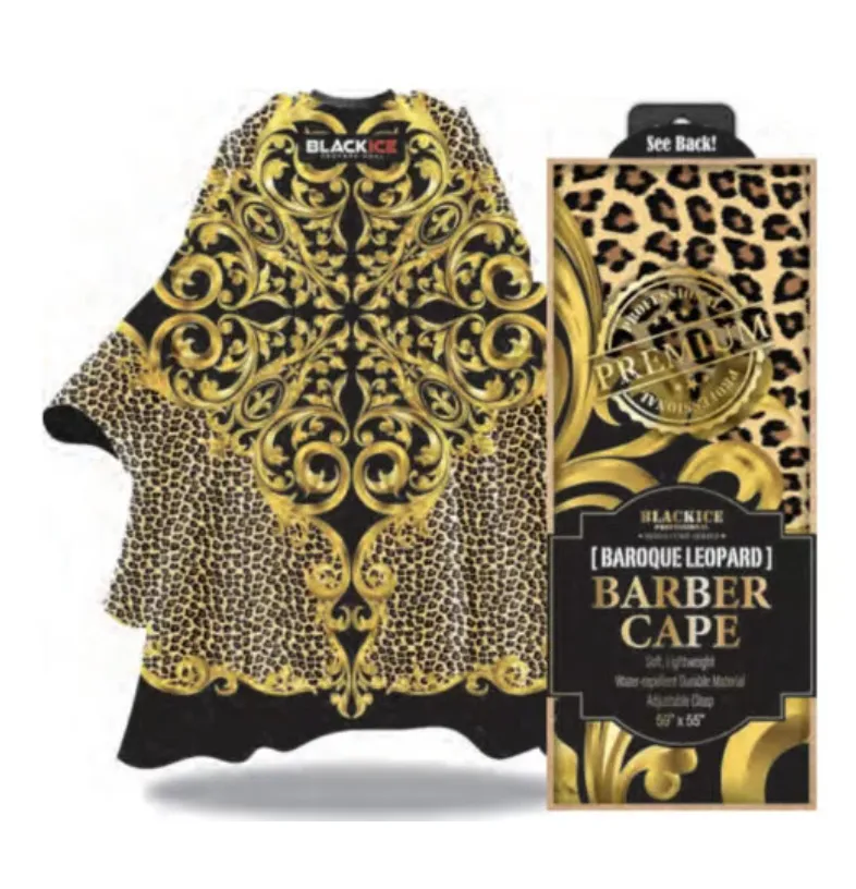 BlackIce BAROQUE LEOPARD Barber Cape #bve009BAR