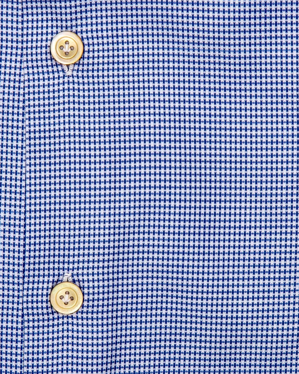 Blue Micro Geometric Print Dress Shirt