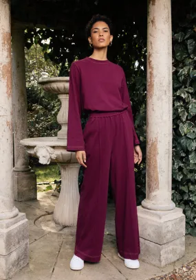 Bowie Wide Leg Trouser In Burgundy