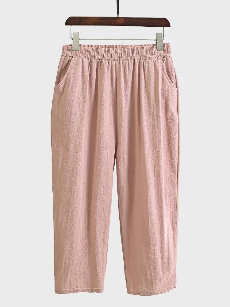 Breathable High Waist Cotton Carrot Pants