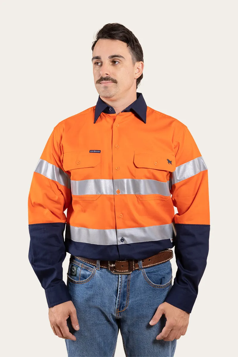 Broken Hill Mens Full Button High Vis Work Shirt - Neon Orange