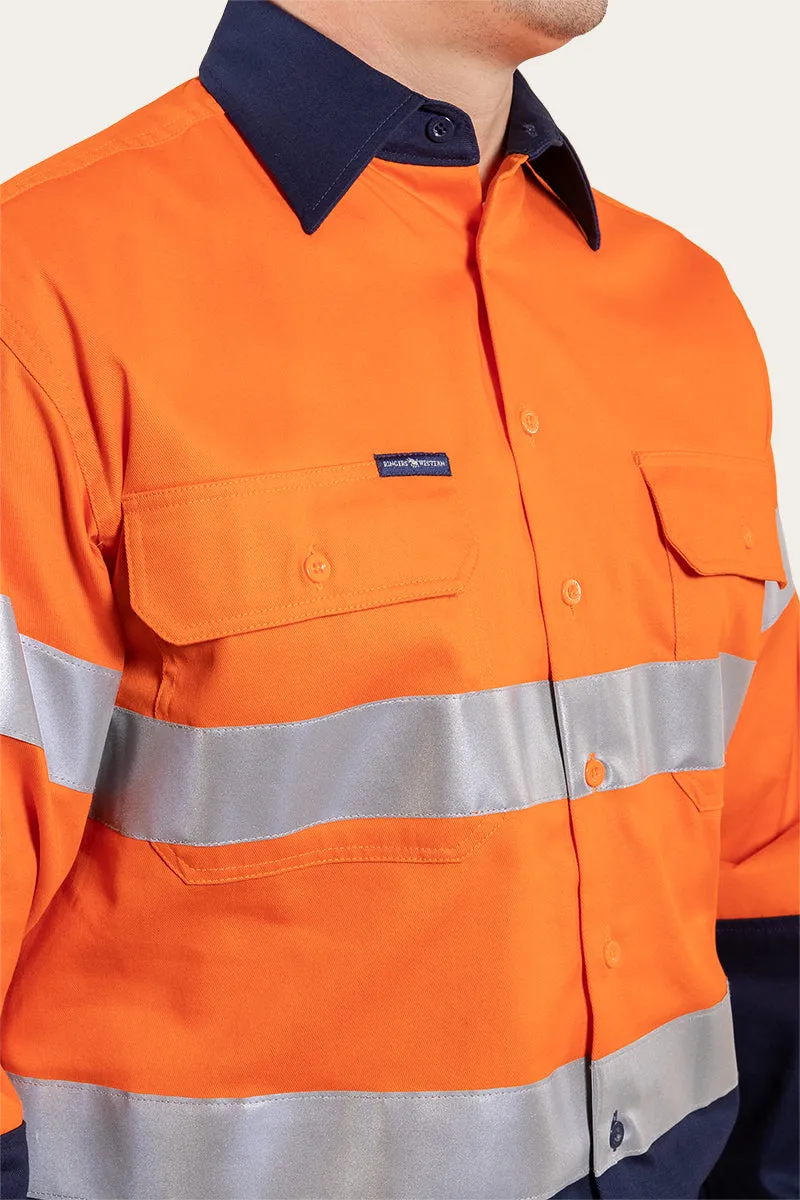 Broken Hill Mens Full Button High Vis Work Shirt - Neon Orange