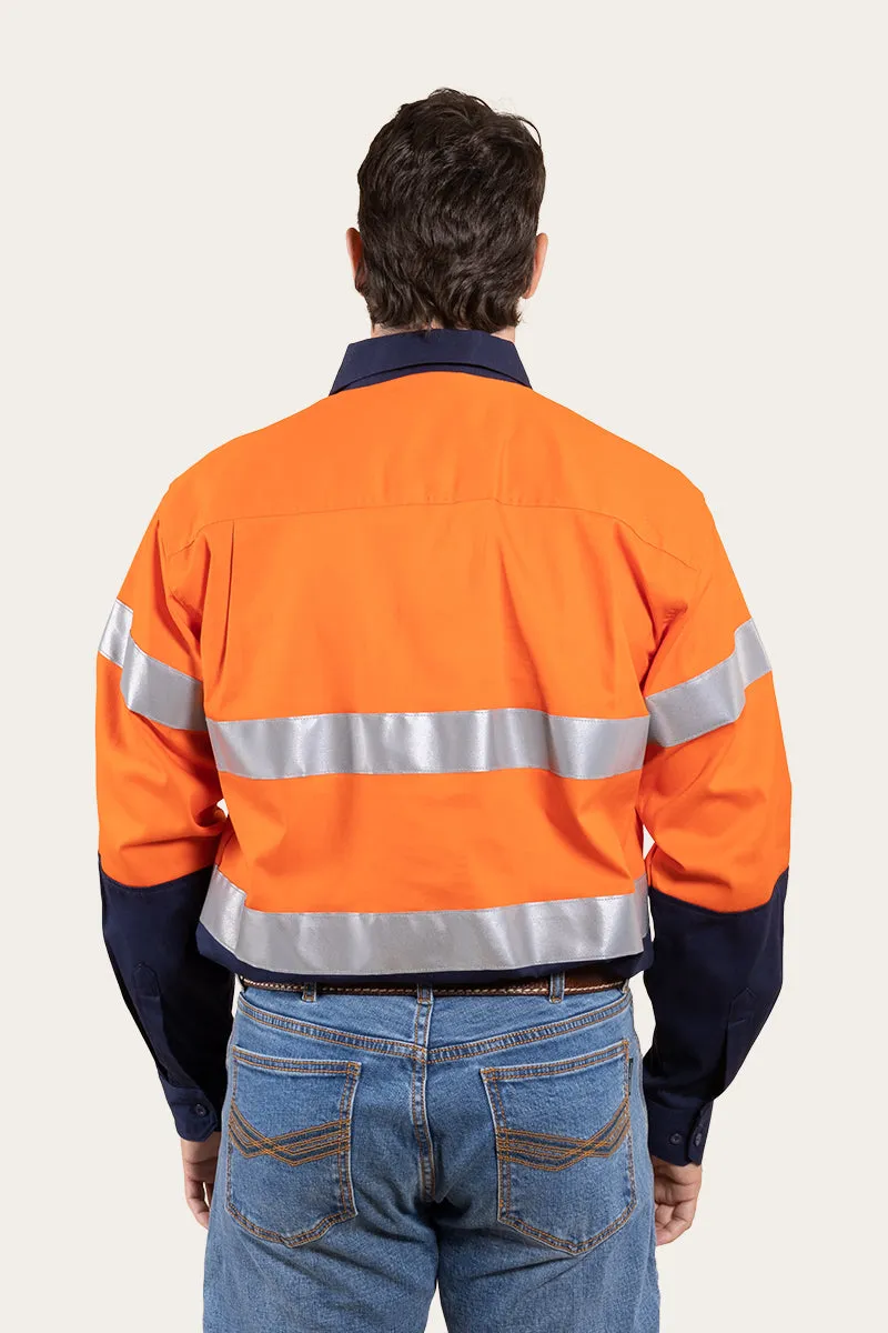 Broken Hill Mens Full Button High Vis Work Shirt - Neon Orange