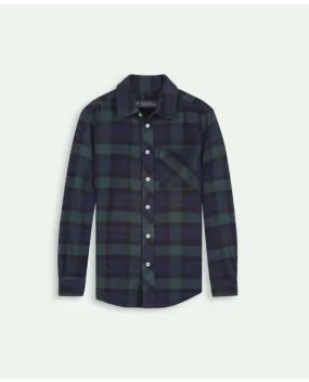 Brooks Brothers Boys Flannel Black Watch Sport Shirt Blue