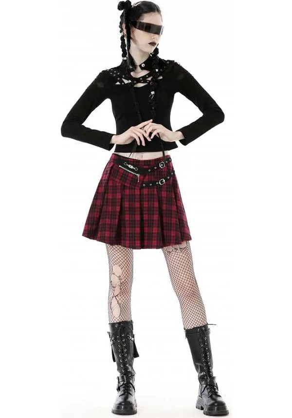 Camden [Red Plaid] | PLEATED SKIRT