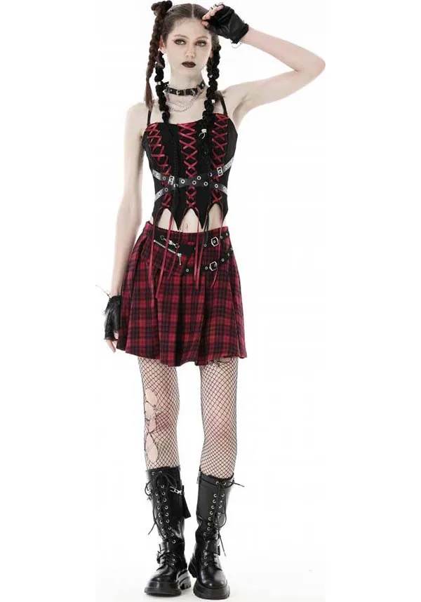 Camden [Red Plaid] | PLEATED SKIRT