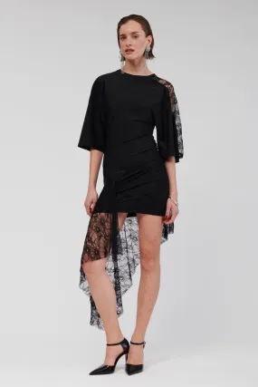 Cannes Lace Panel Cape Sleeve Dress