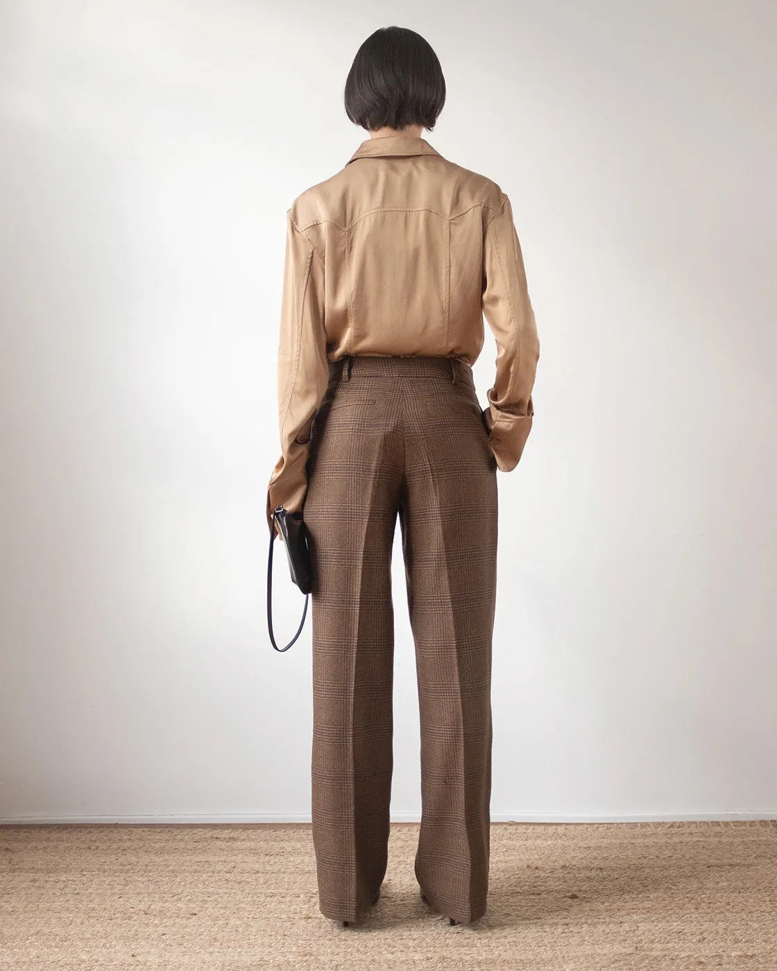 Cathy Trousers Wool Check Brown