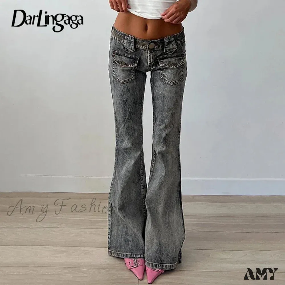 Chic Slim Elegant Vintage Distressed Stylish Modern Flared Trendy Comfortable Jean